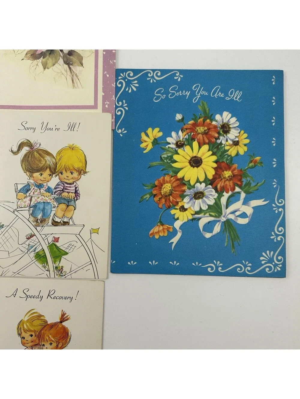 VTG Greeting Card Lot 12x Get Well Soon Speedy Recovery Unused 1970s Retro   N-2